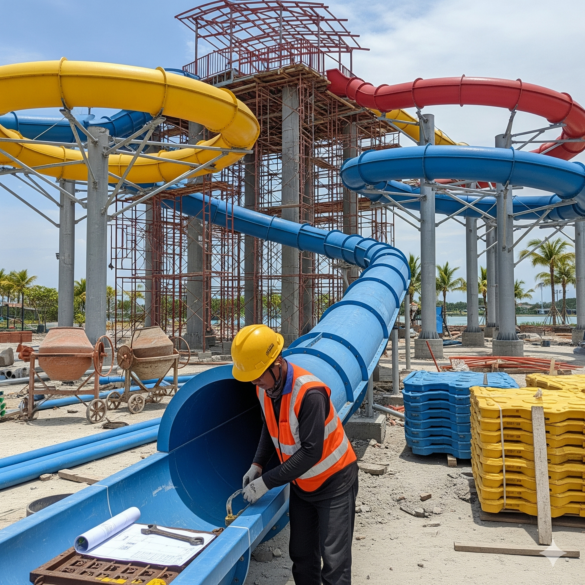 Pembuatan kolam waterboom